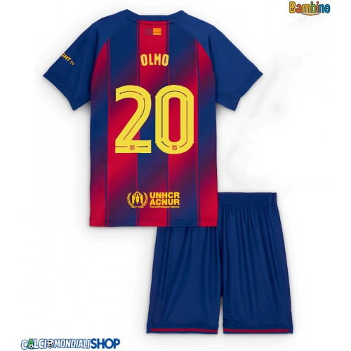Maglie da calcio Barcelona Dani Olmo #20 Prima Maglia Bambino 2025-26 Manica Corta + Pantaloni corti)